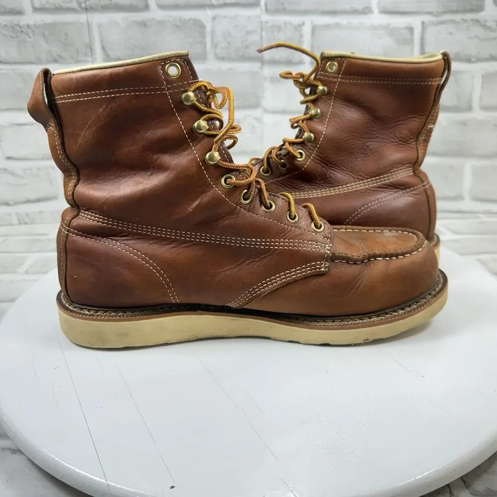Duluth Trading Co VINTAGE Men's 10 W 6' Moc Toe Brown Leather Made in USA Boots